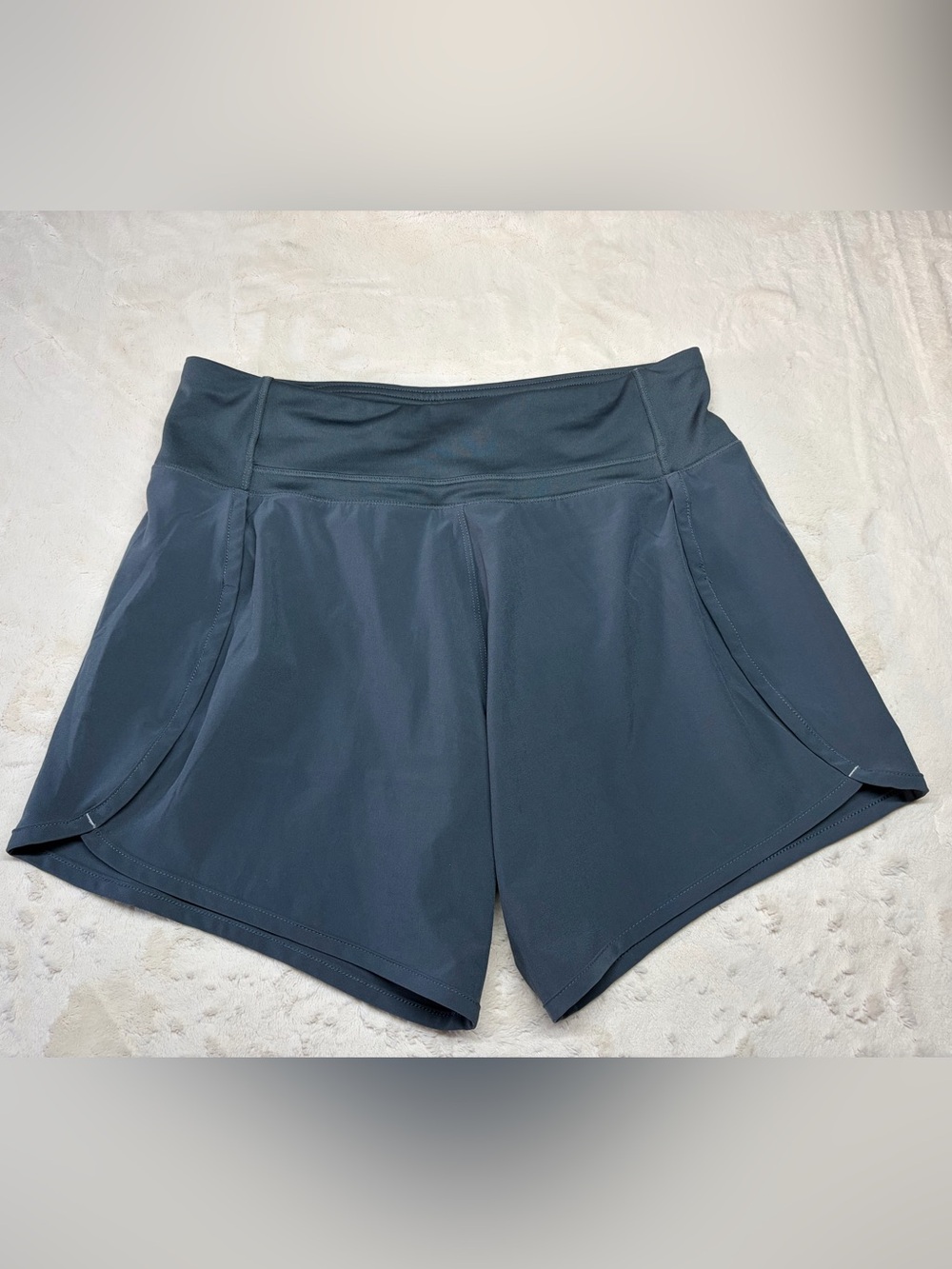 Free Fly High Rise Running Short Zipper Pocket Stone Blue / Gray Active Dry Sz S